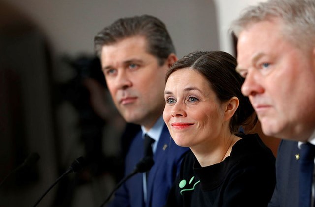 Formenn stjórnarflokkanna; Bjarni Benediktsson, Katrín Jakobsdóttir og Sigurður Ingi Jóhannsson