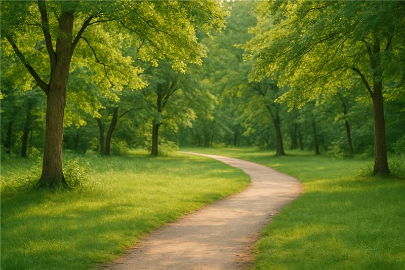 Grænn og laufskrúðugur skógur