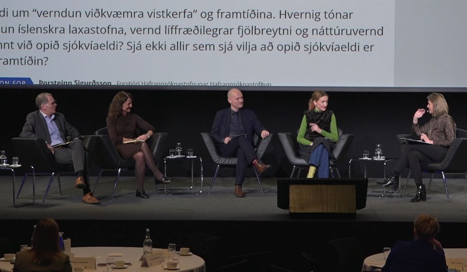 Þorsteinn Sigurðsson, Margrét Jónsdóttir Njarðvík, Ólafur Ögmundsson, Sigrún Perla Gísladóttir og Brynja Þorgeirsdóttir á matvælaþingi í dag.