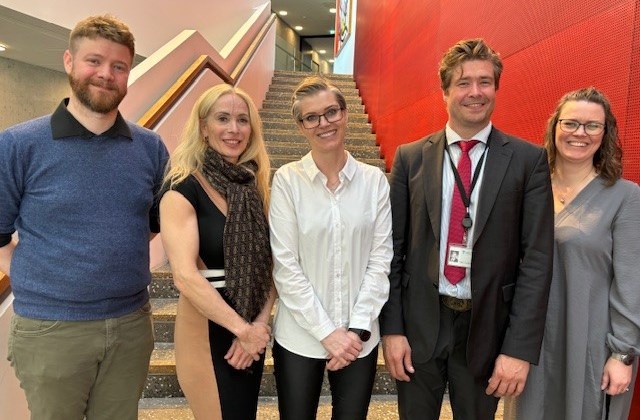 Frá Uppskeruhátíð meistaranema í gær (f.v.) Bergsveinn Þórsson, Kristín Eva Sveinsdóttir, Bjarney Lárudóttir Bjarnadóttir,  Viðar Guðjohnsen og Helga Rós Einarsdóttir.