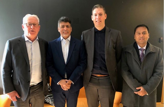 F.v. Stefán Guðjónsson, ræðismaður Bangladesh á Íslandi, Shahidul Karim, sendiherra Bangladesh á Íslandi, Bjarni Már Magnússon, deildarforseti lagadeildar og aðstoðarmaður sendiherrans, Md. Mehebub Zaman.