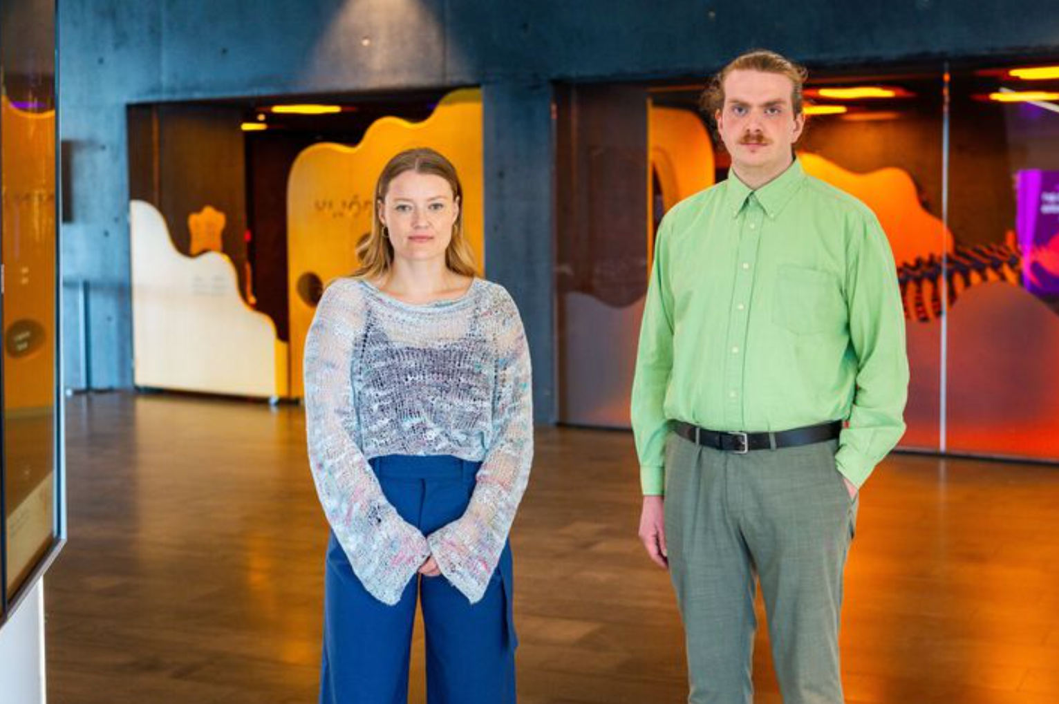 Sunna Guðlaugsdóttir og Margeir Haraldsson Arndal, Bifrastarnemar og frumkvöðlar, ætla sér stóra hluti með nýsköpunarlausn sína IORDEN. Mynd: Vísir/Vilhelm