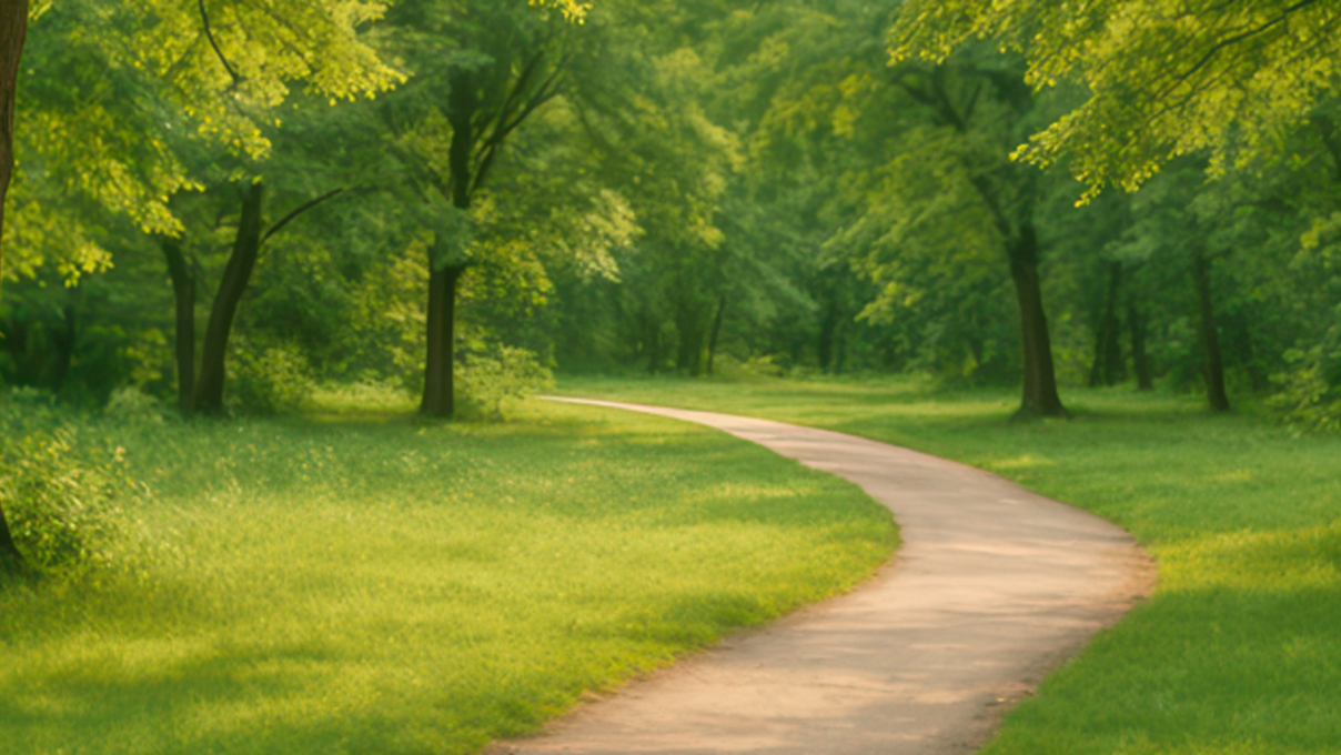 Grænn og laufskrúðugur skógur